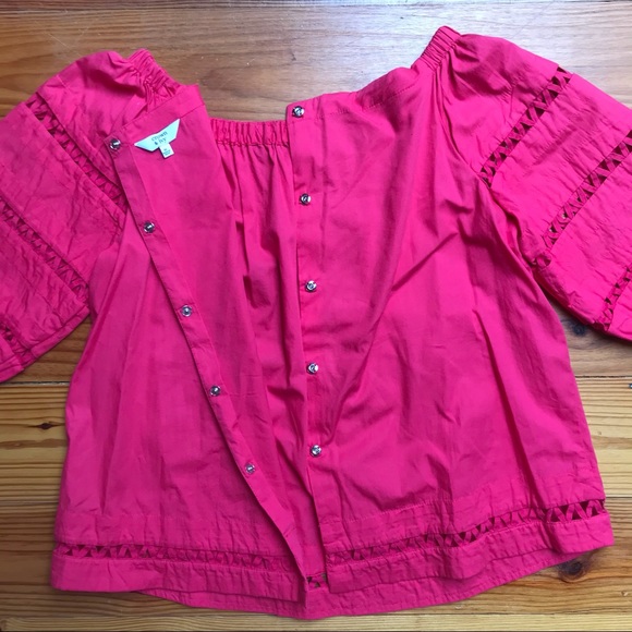 Crown & Ivy Fuschia Boho Peasant Top Bell Sleeves, EUC, M - Picture 15 of 15